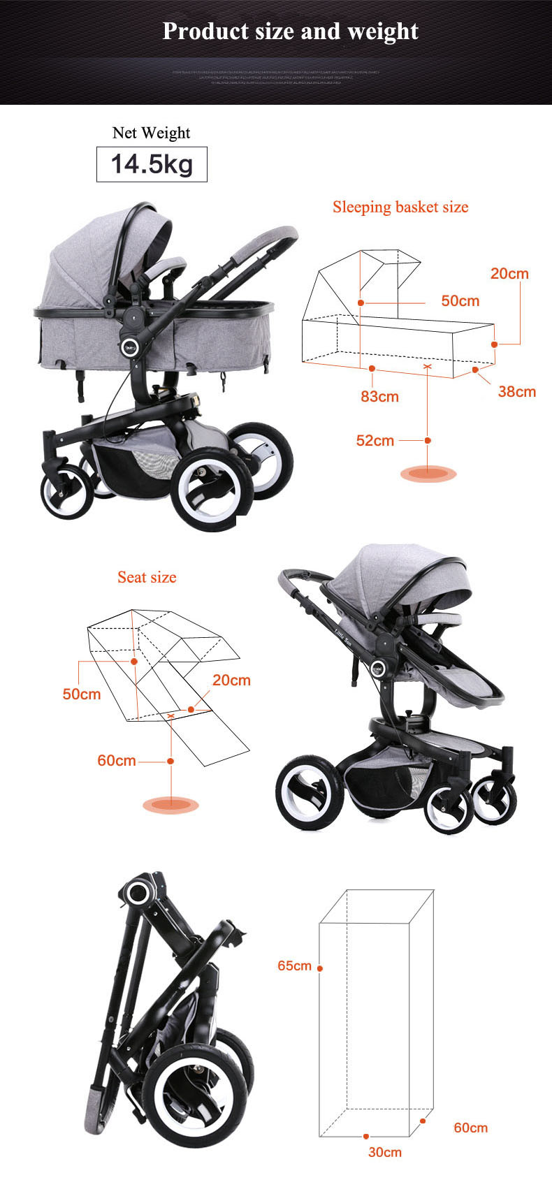 Luxury Baby Stroller Ks-004c with X-Type Frame