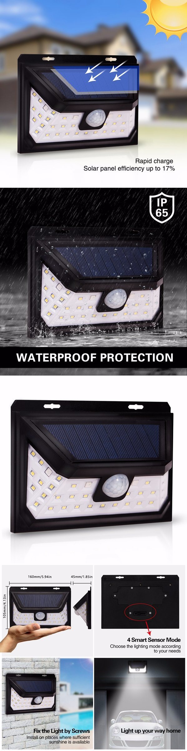 Solar Powered Wireless Waterproof LED Street Solar Light