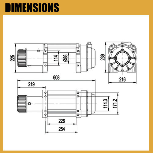 4X4 off Road 18000lbs Heavy Duty Cable Drum Electric Winch