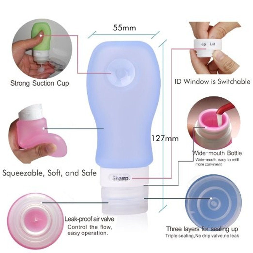 Travel Kit Sets Leakproof Refillable Body Lotion Silicone Bottles