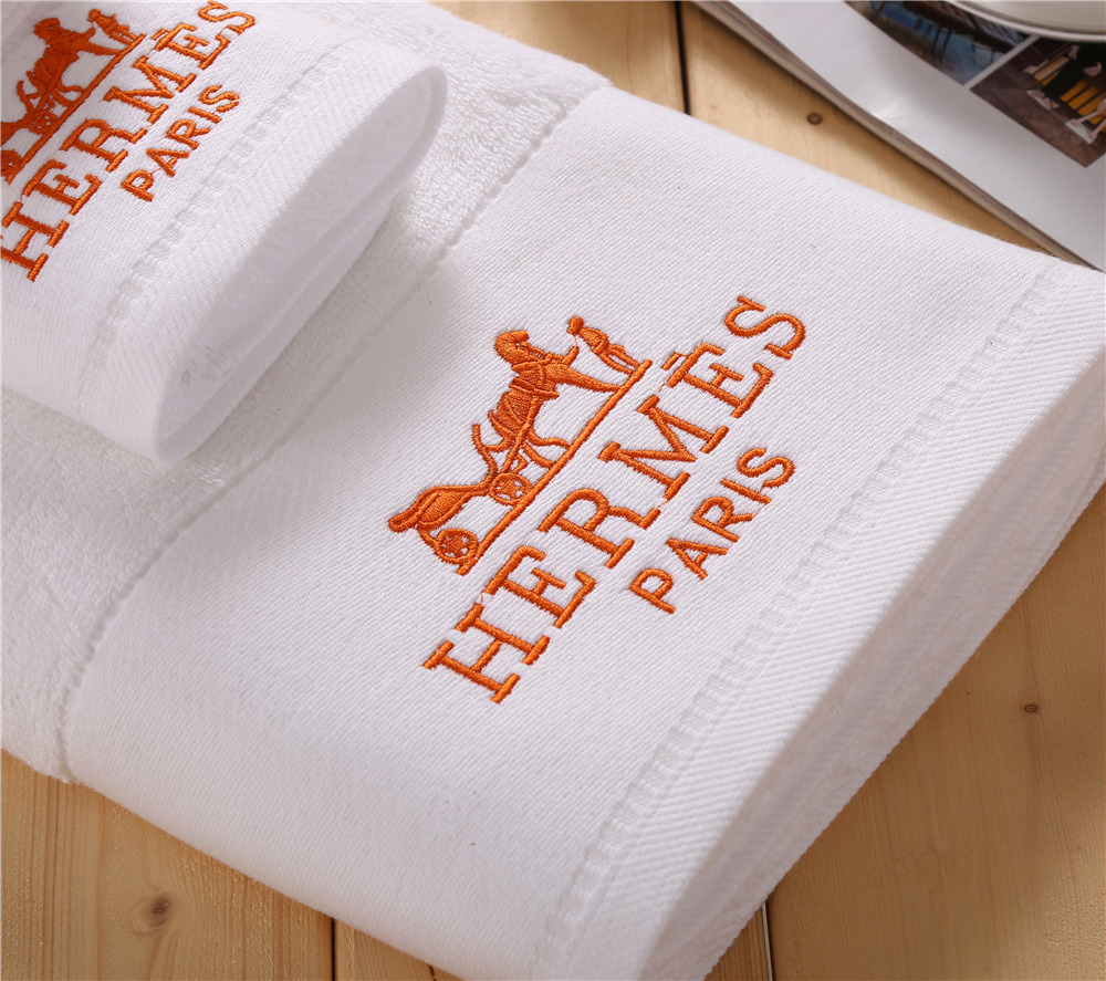 100% Cotton with Embroidery Logo Hotel Bath Towel Dobby Border Face Towel