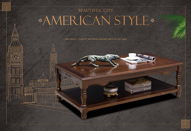 American Style Wooden Long Coffee Table for Home Furniture (AS840A)