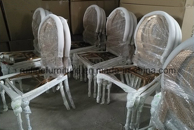 Foshan Gold Stainless Steel Round Moon Table Banquet Dining Chair for Wedding Event