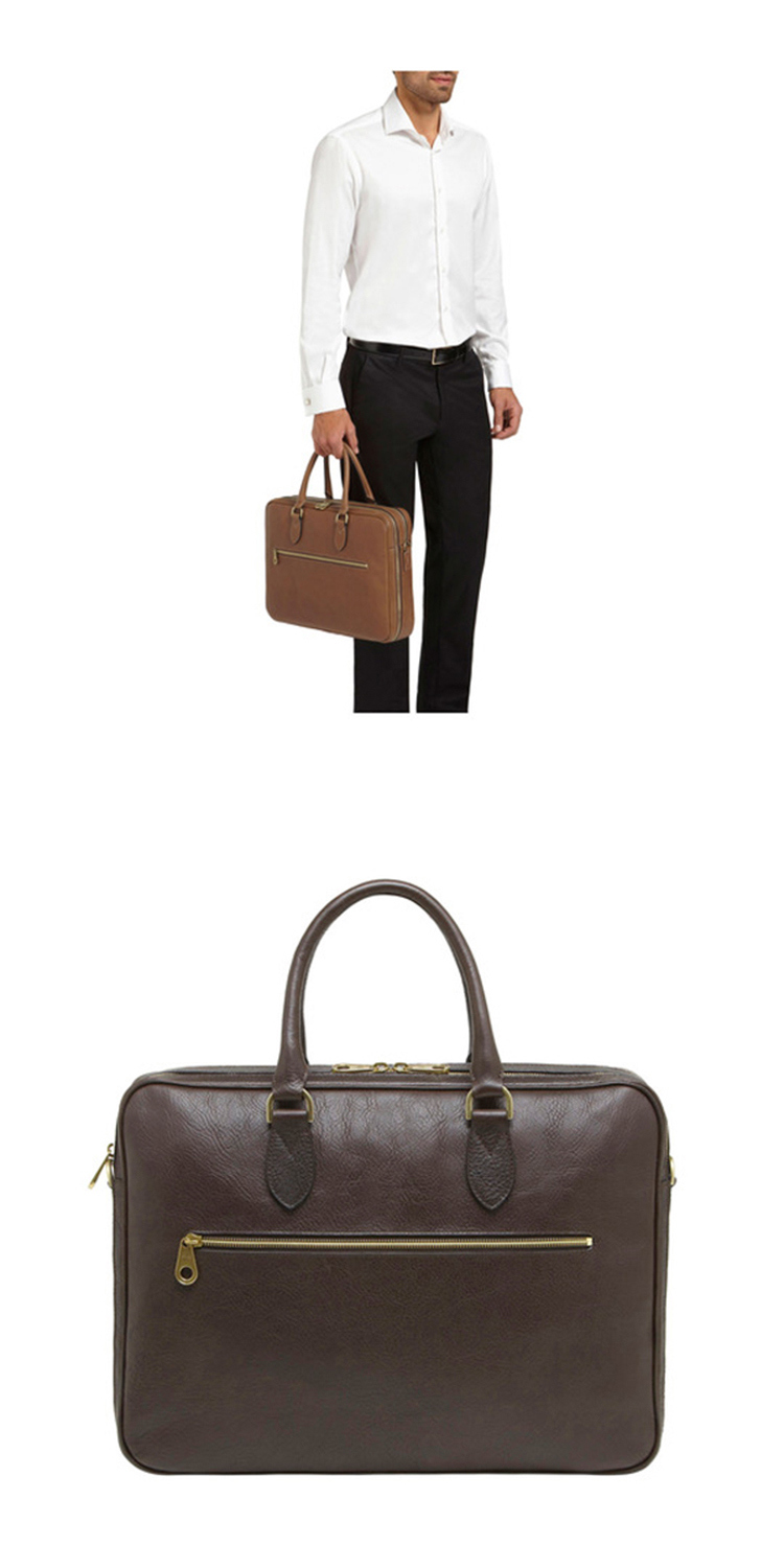 Luxury High End Full Grain Leather Mens Shoulder Bag Leather Briefcase