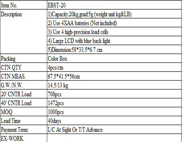 Baby/ Infant Digital Body Scale Ebst-20