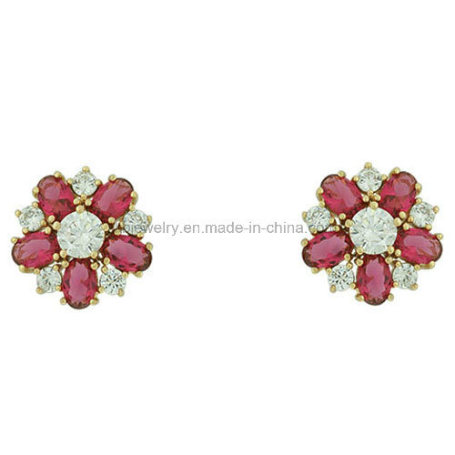 Costume Jewelry Fashion Style Earrings Copper Flower Ear Stud (KE3153)