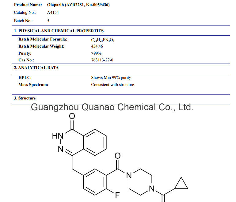 Azd2281 Potent Parp1 / Parp2 Inhibitor Olaparib CAS 763113-22-0