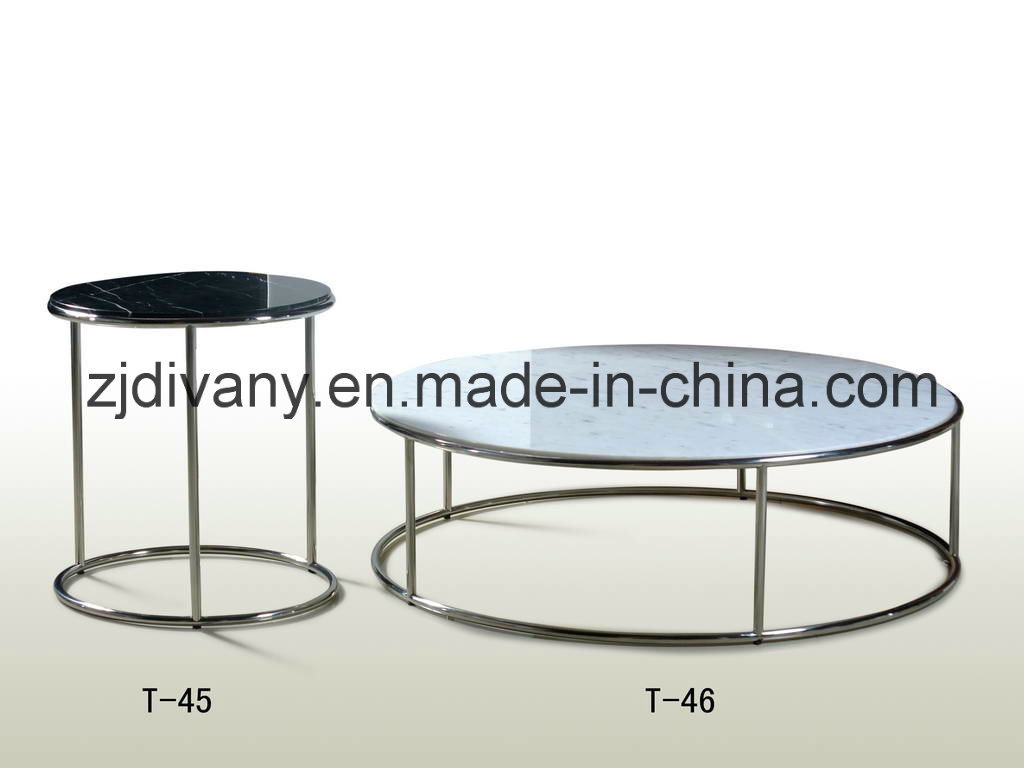 Modern Style Stainless Steel Marble Coffee Table (T-56A & T-56B)