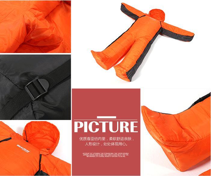 Filling Cotton Human Shape Sleeping Bag