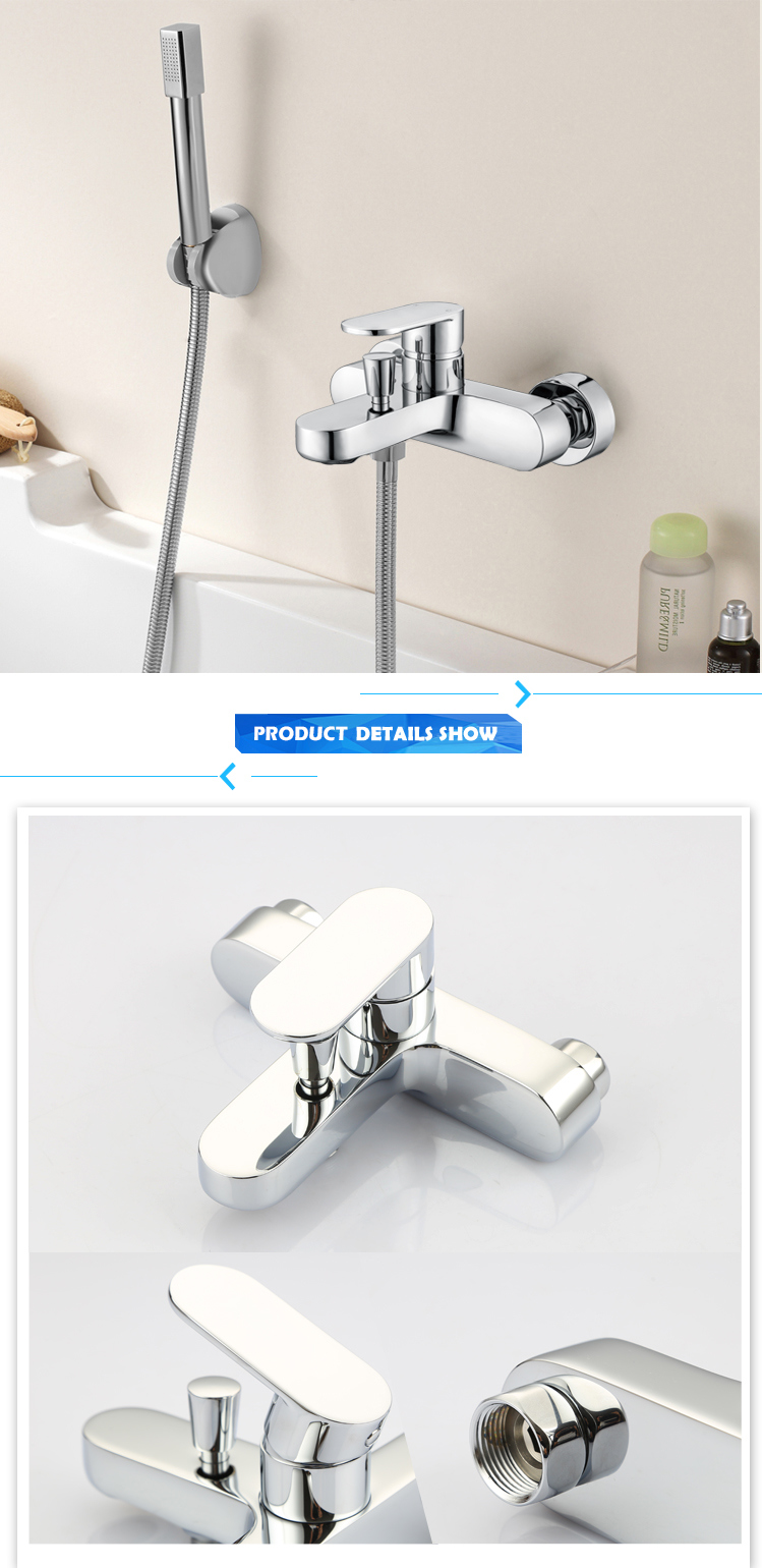 Modern Hot Sale in Wall Shower Faucets Chromed Ceramic Valve Tap