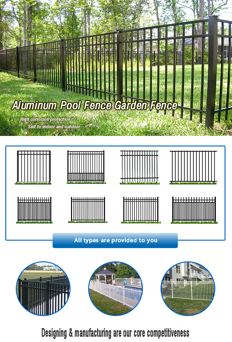 High Quality Garden Fencing Panels Metal Aluminium Flat Floridian Fence