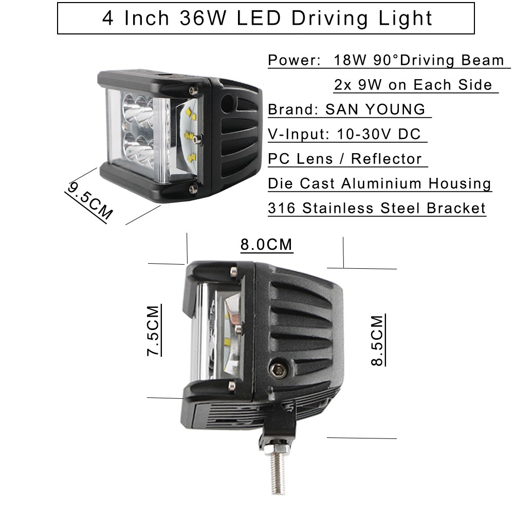 Side Shooter LED Driving Light Rigid 4 Inch Surface Mount LED Bar