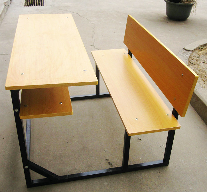 Two Seat Primary School Used Metal Frame Classroom Desk and Chair