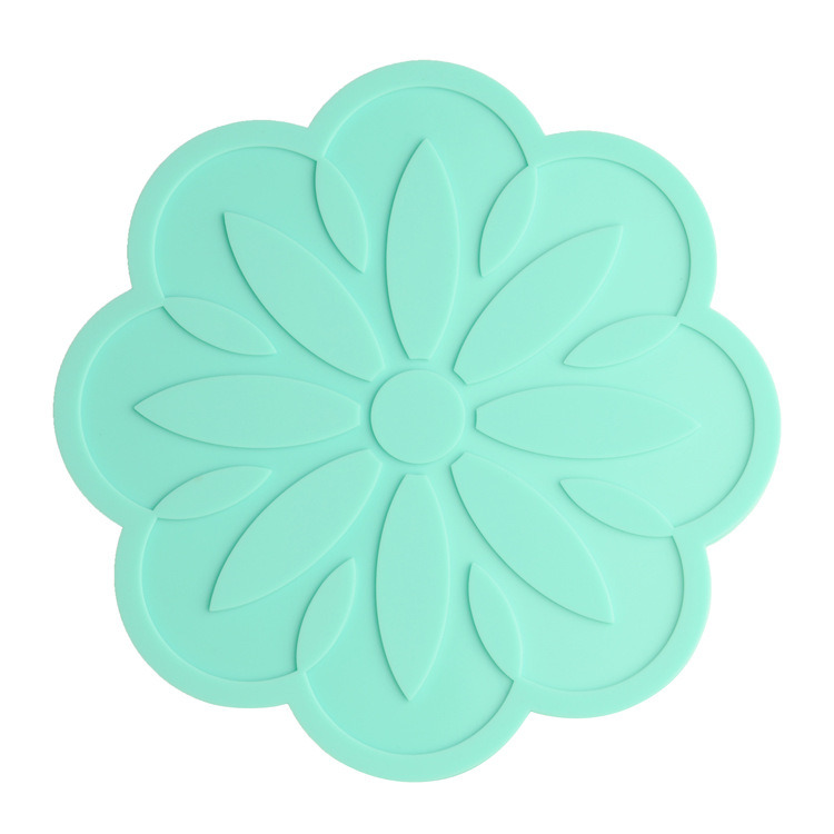 Custom Debossed Flowers Shape Silicone Mat Pot Mat Cup Mat