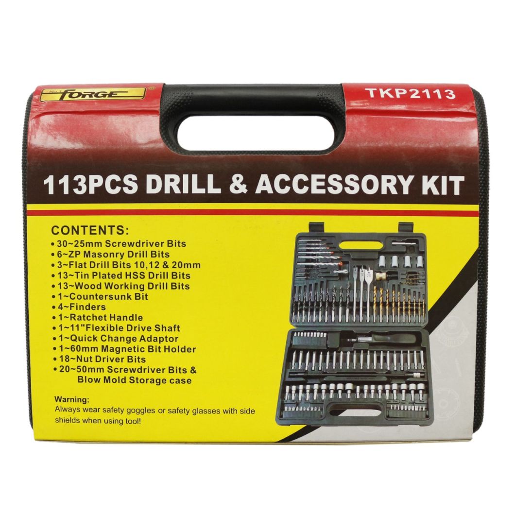 Professional Tool Set 113PCS Drill Bits & Power Tools Accessory Kit