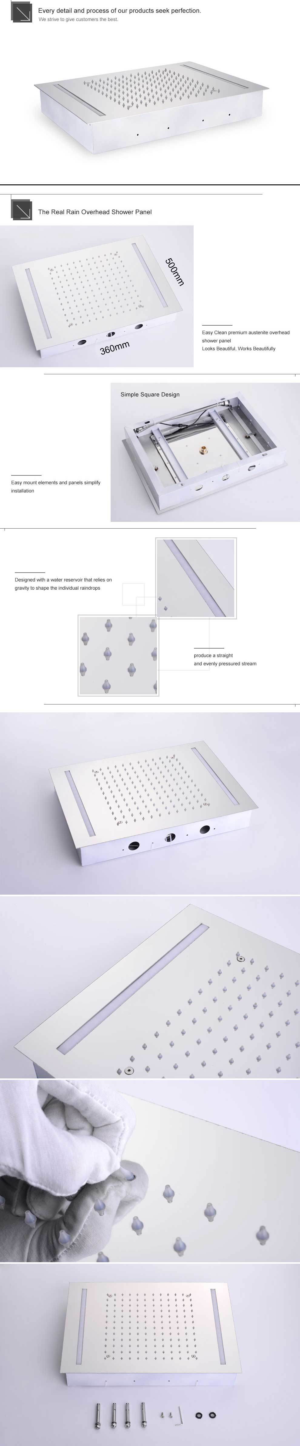 20 Inch 360*500mm LED Light Walk in Shower Enclosures