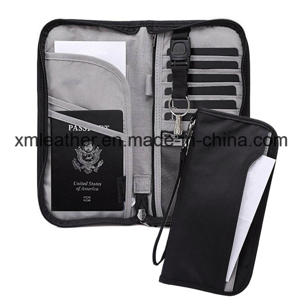 Fabric Document Organizer Case Passport Protect Wallet with Outside Pocket