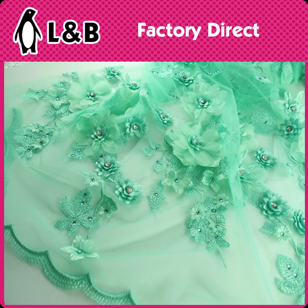 White 3D Embroidered Polyester Lace Fabric