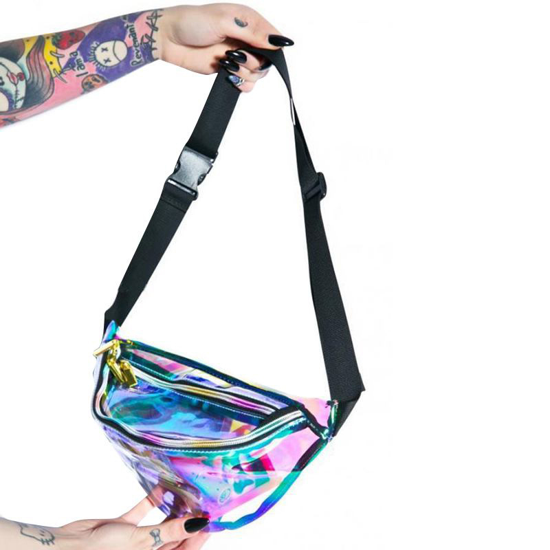 Fashionable Outdoor Travel Bag Sports Running Laser Waist Bag Waterproof Transparent Waist Belt Pack Promotional Gift Women Bag