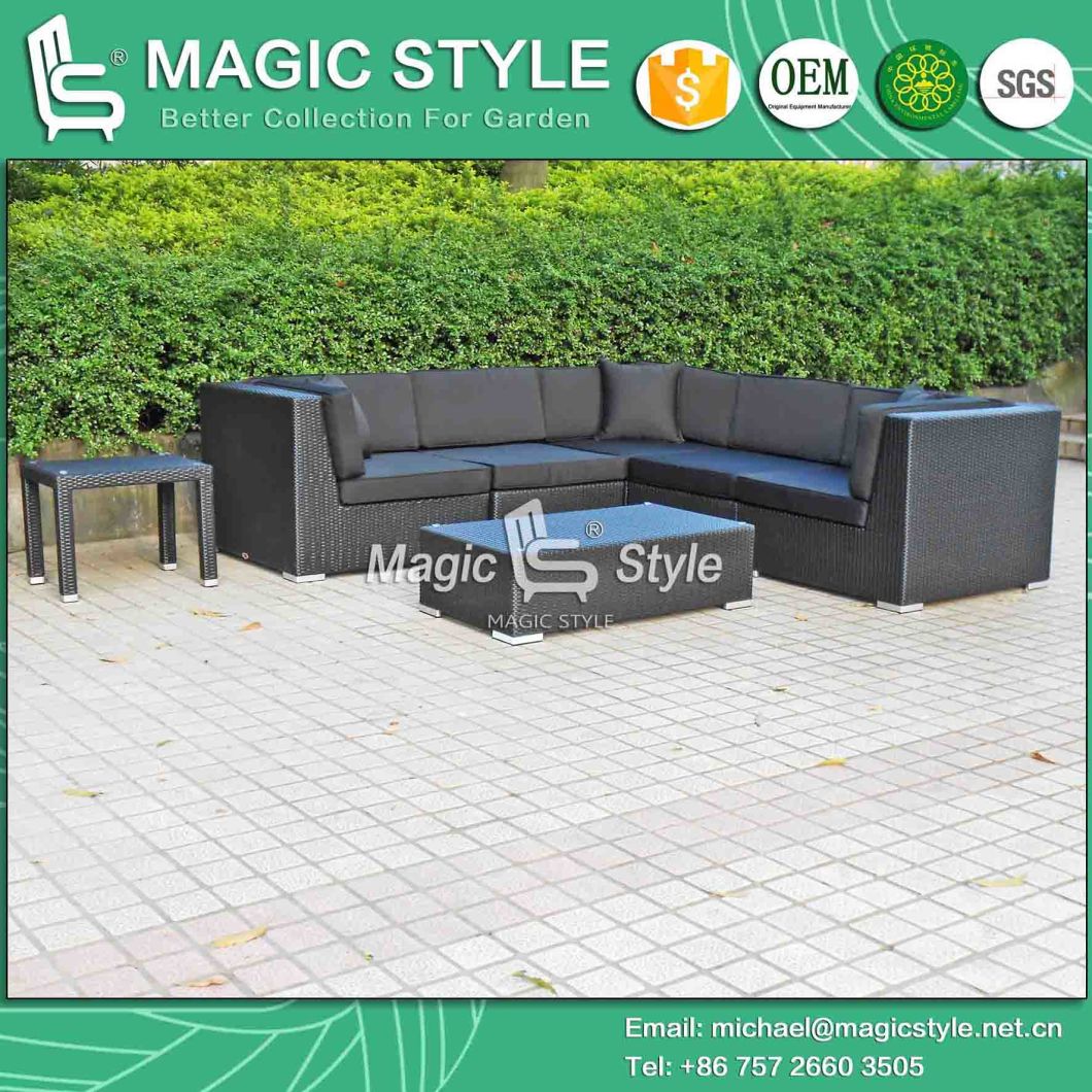 Wicker Weaving Sofa with Cushion and Pillows Outdoor Furniture Garden Sofa Patio Sofa Set Rattan Furniture Hotel Project Furniture Modern Sofa with Cushion