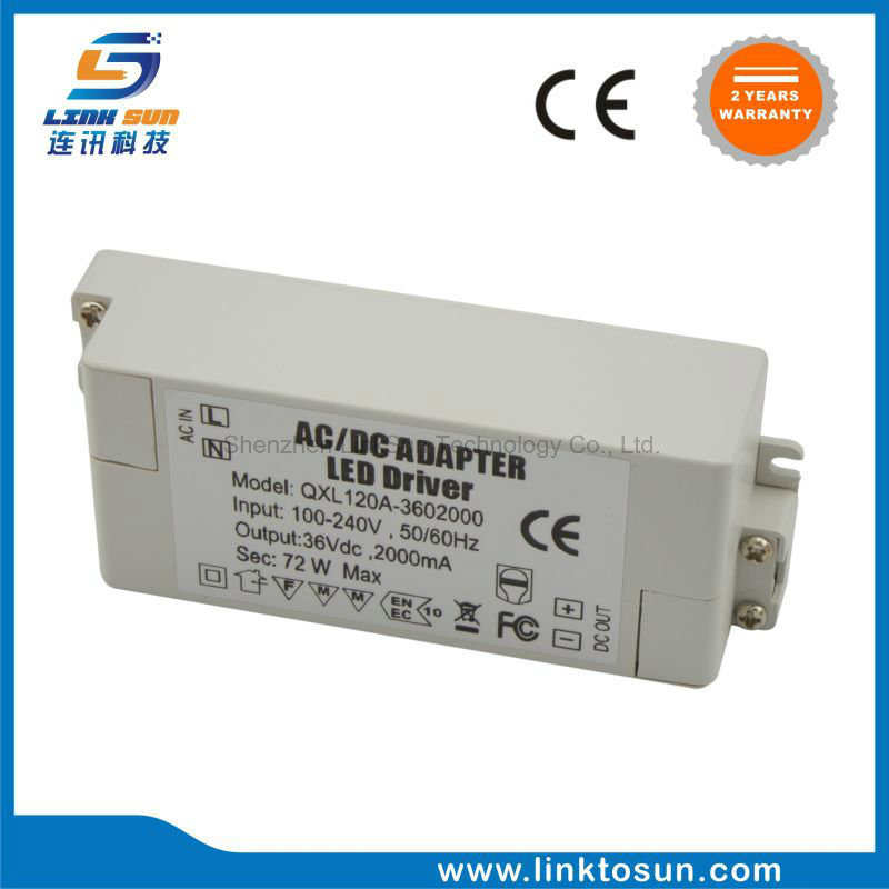 China Factory Price 72W 36V 2A LED Power Supply with Ce FCC RoHS