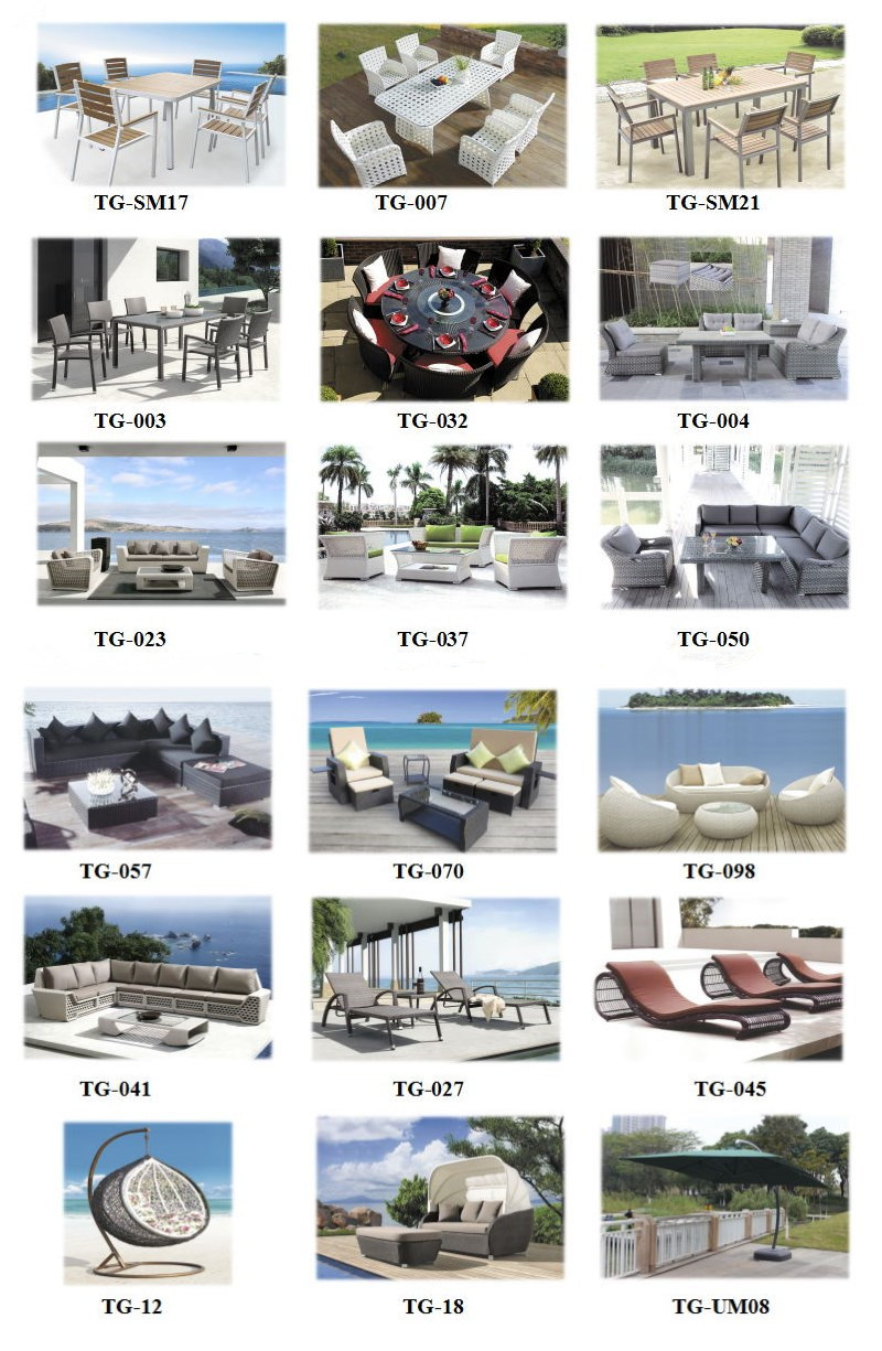 Rattan Aluminum Frame White Color Sectional Sofa Outdoor Garden Furniture (TG-006)
