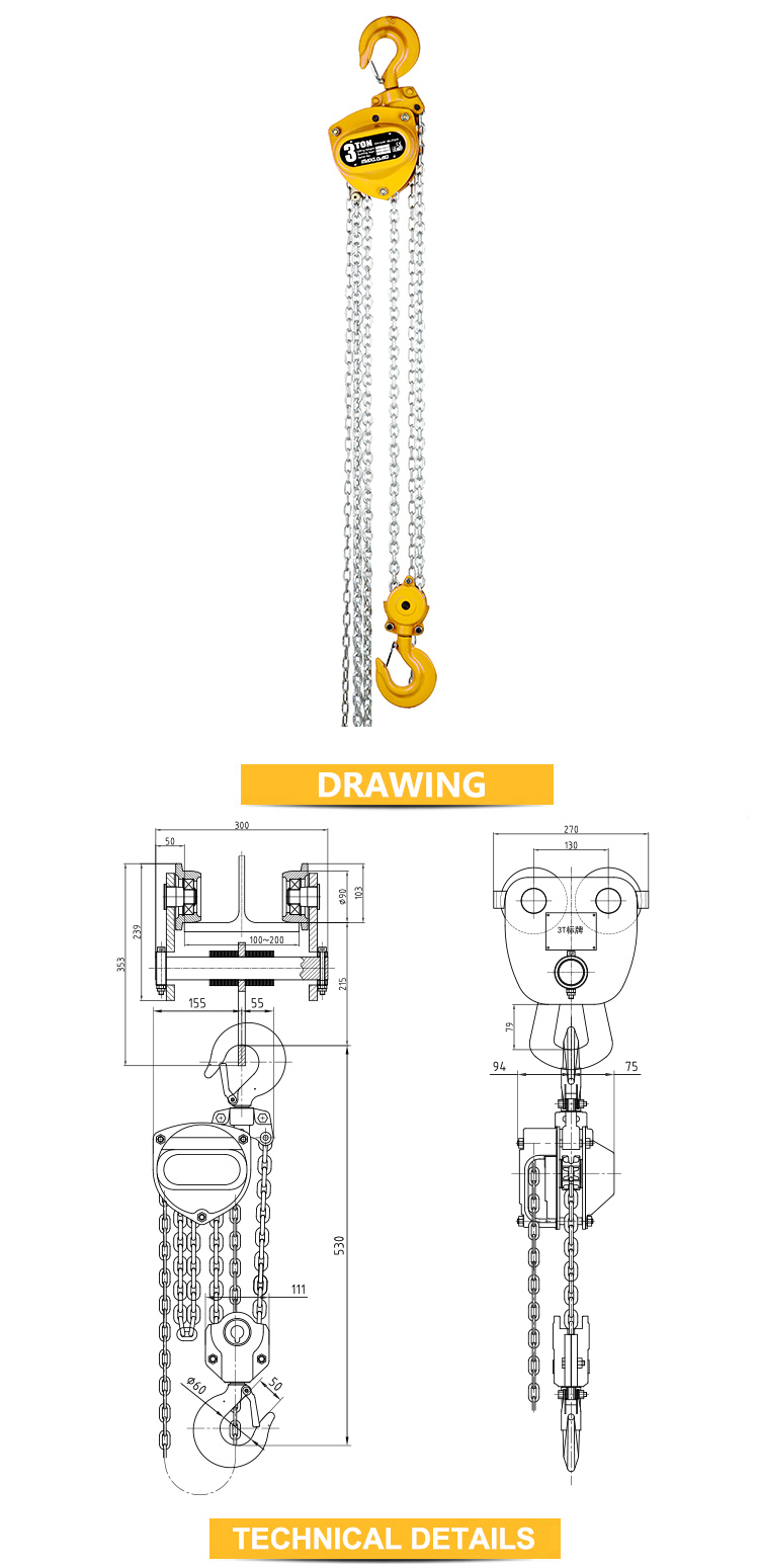 3 Ton Manual Hoist Chain Hoist Chain Block (VD-03T)