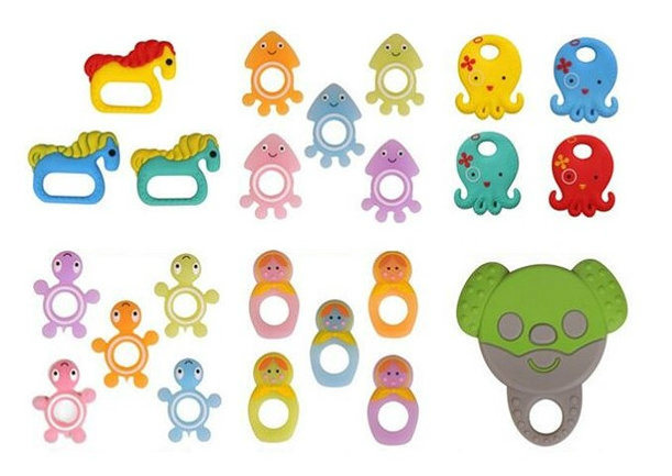 BPA Free Newborn Baby Silicone Rattle Teether