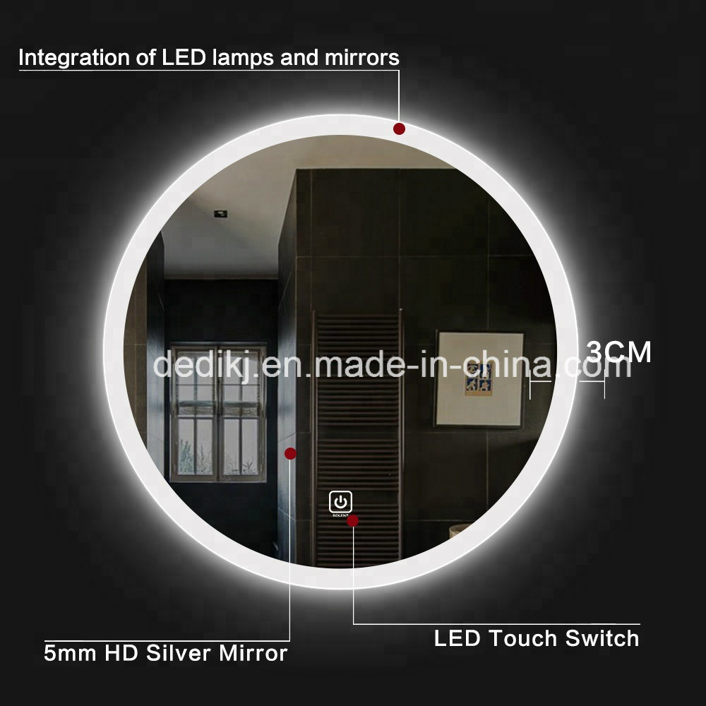 Round LED Backlit Touch Screen Illuminated Bathroom Mirror