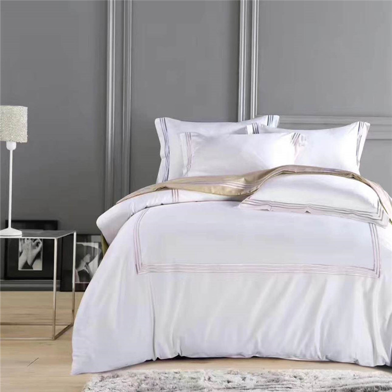 Pure White Hotel Home Textile 100% Cotton Bedding Set 6PCS
