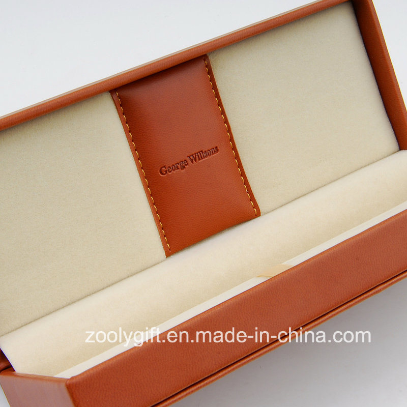 PU Leather Pen Packaging Box / Leather Display Storage Glasses Boxes / Jewelry Boxes with Logo Embossed