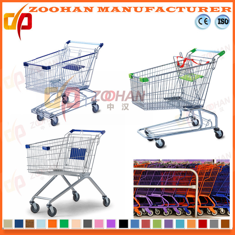 Metal Zinc or Chrome Store Supermarket Shopping Trolley Cart (Zht76)