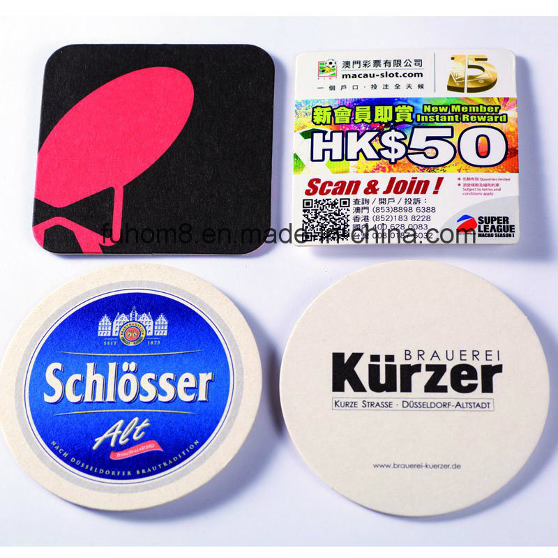 OEM Cheap Beer Coasters, Promotional Absorbent Paper Cup Mat