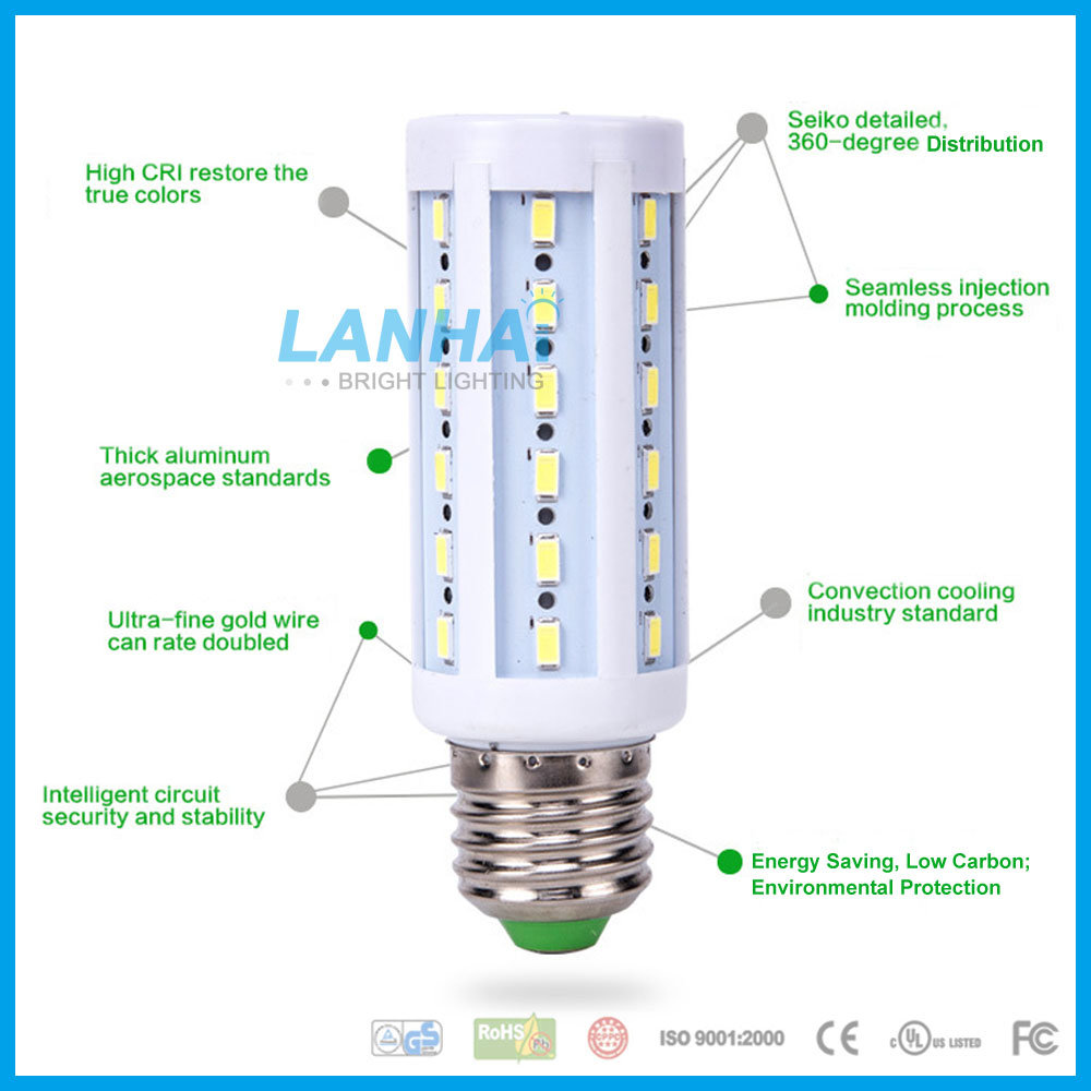 SMD5730 12V 24V E27 4000K 8W LED Corn Lamp Bulb