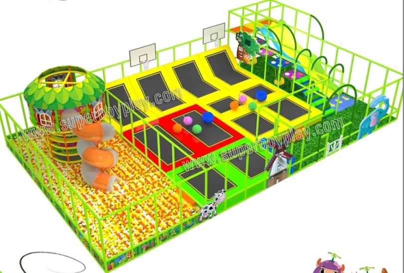 Ce Standard Trampolinewith Big Ball Pool and 3 Waves Slide