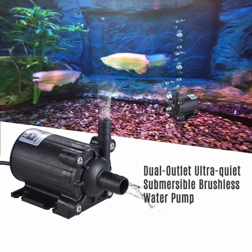 Leakageproof Quiet Water Amphibious Pumps for Fish Tank Flow 450L/H DC 12V