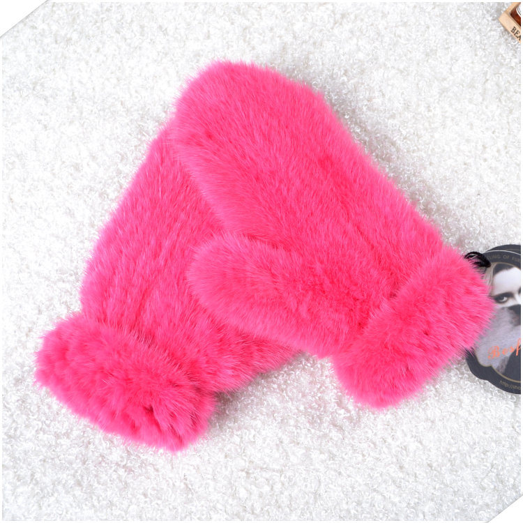 New Fashion Knitted Mink Fur Mitten Warm Hands Glove Winter Fur Gloves