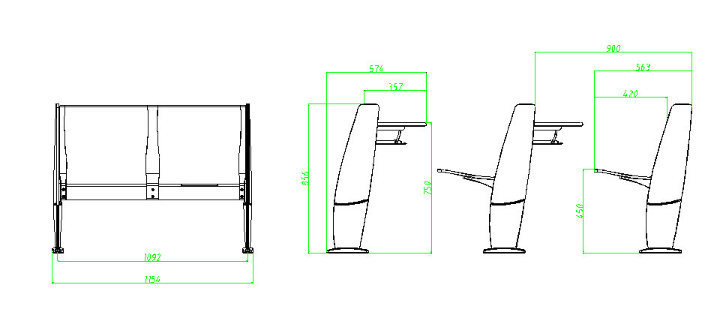 Aluminum Alloy Office University Student Lecture Hall School Classroom Furniture