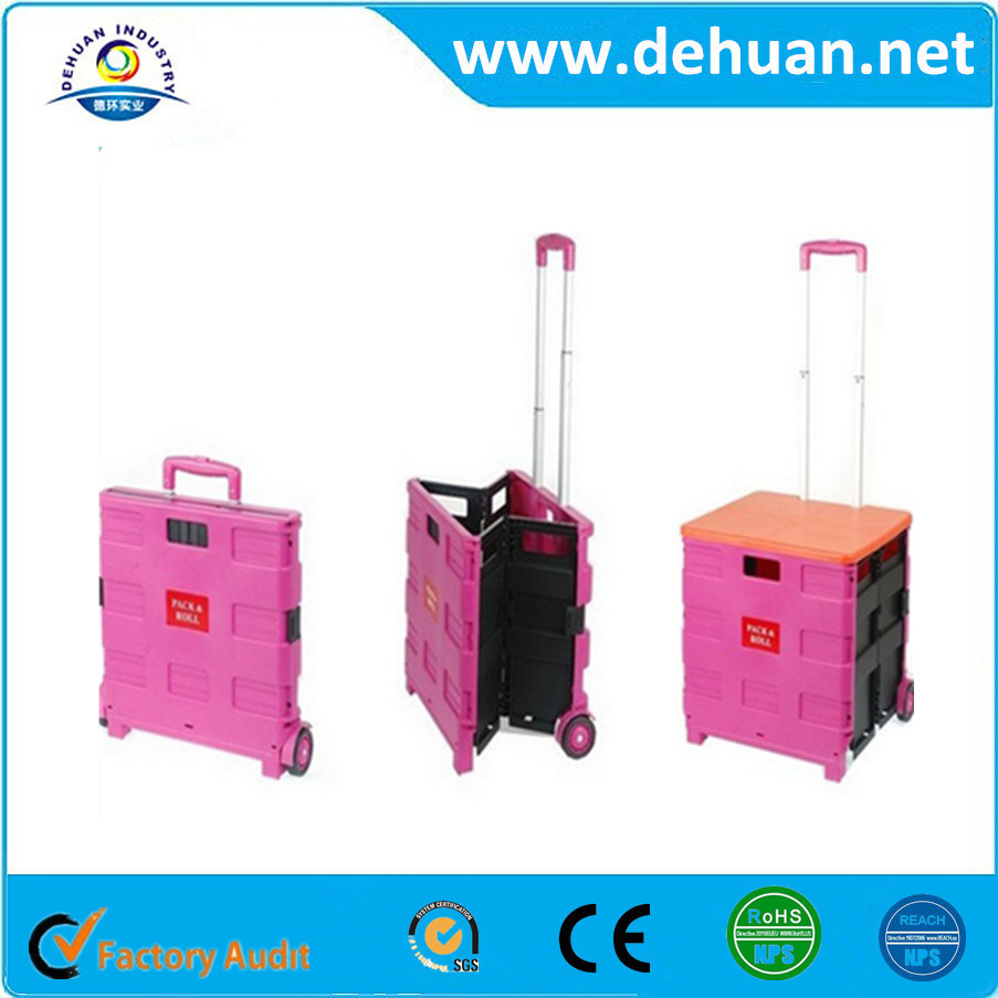 2017 Popular Plastic Foldable Shopping Trolley /Storage Box