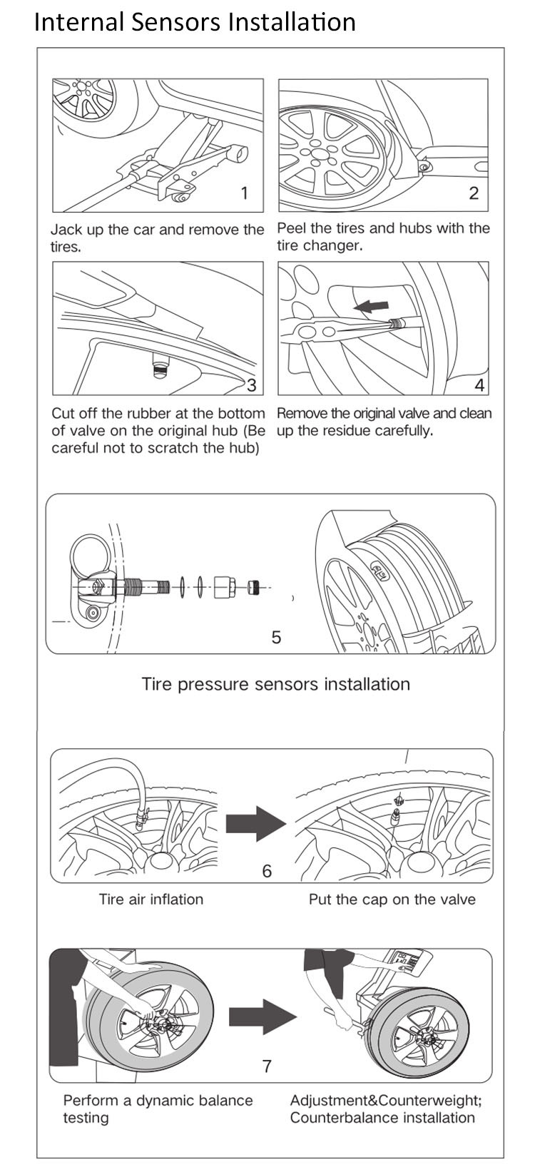 Solar Power Tire Pressure Gauge with Inner Tire Sensor for Car, Four-Wheel Small and Medium Vehicle