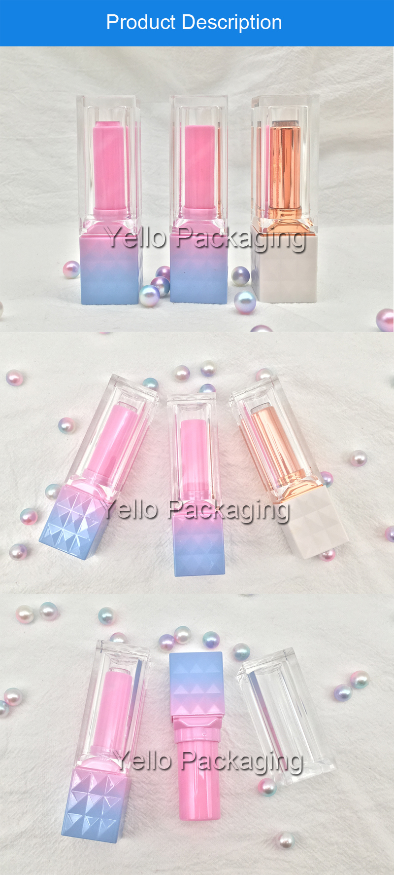 Factory Direct Custom Cosmetic Tube Square Empty Lipstick Cases