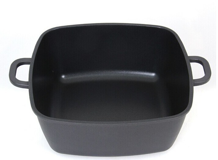 Aluminium Die-Casting Square Shape Double Handle Deep Stockpot for Cookware