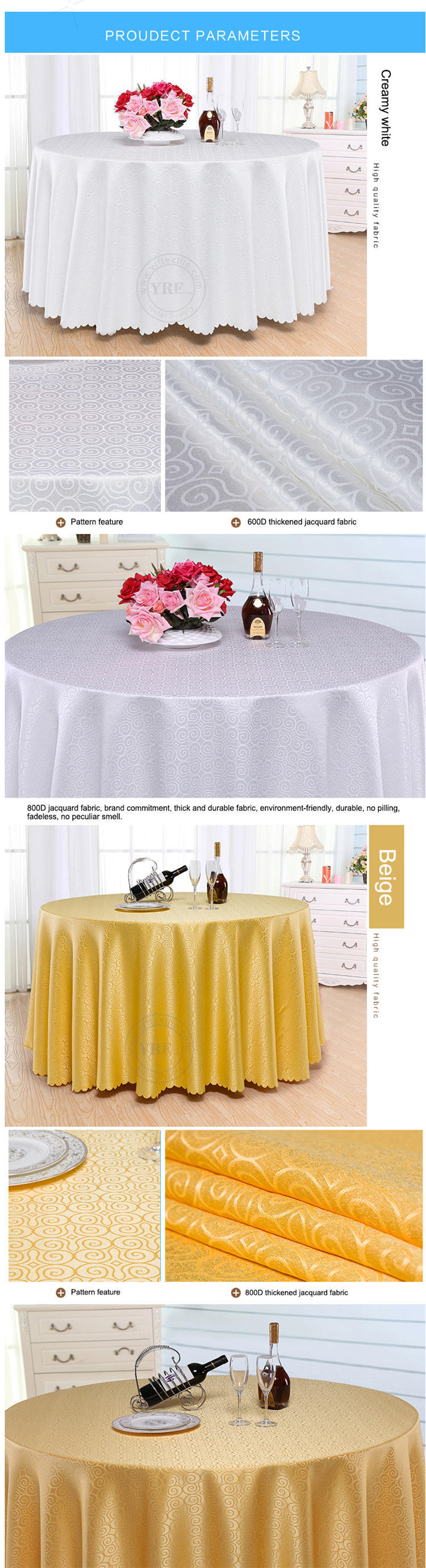 Hot Sale Pintuck Taffeta 120 Round White Table Cloth