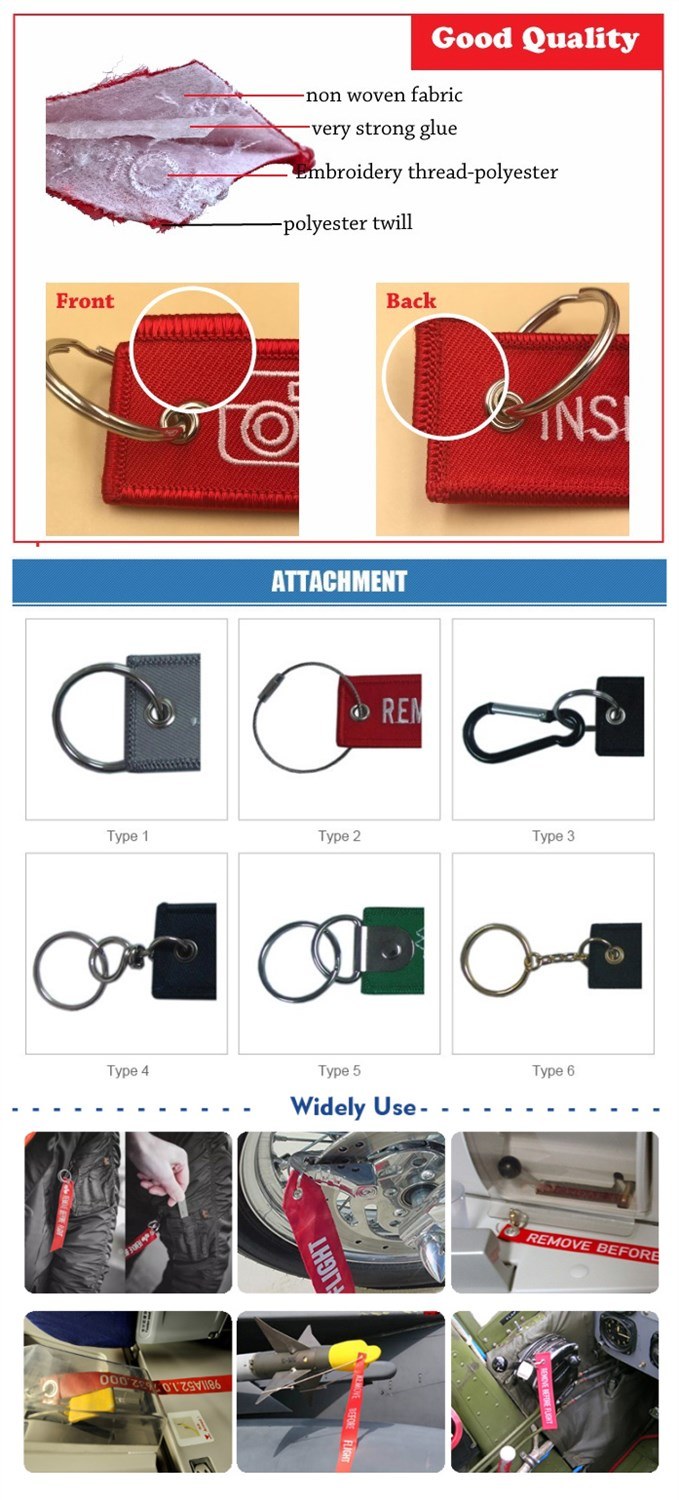 Customized Short Fabric Keychain for Apparel with Metal Ring