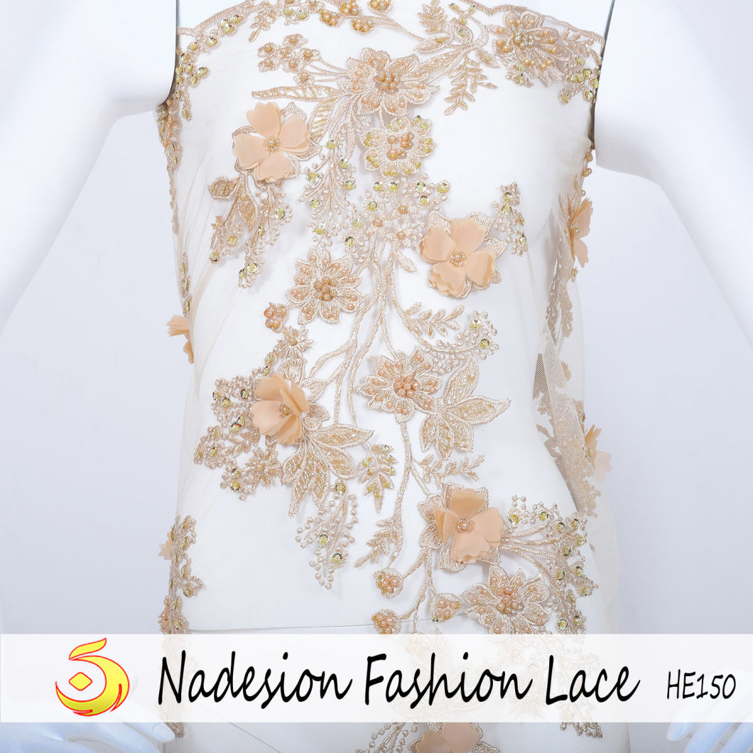 Multi-Colors Flower Handmade Bridal Beaded Lace Material/Meshfabric Bridal 3D Lace