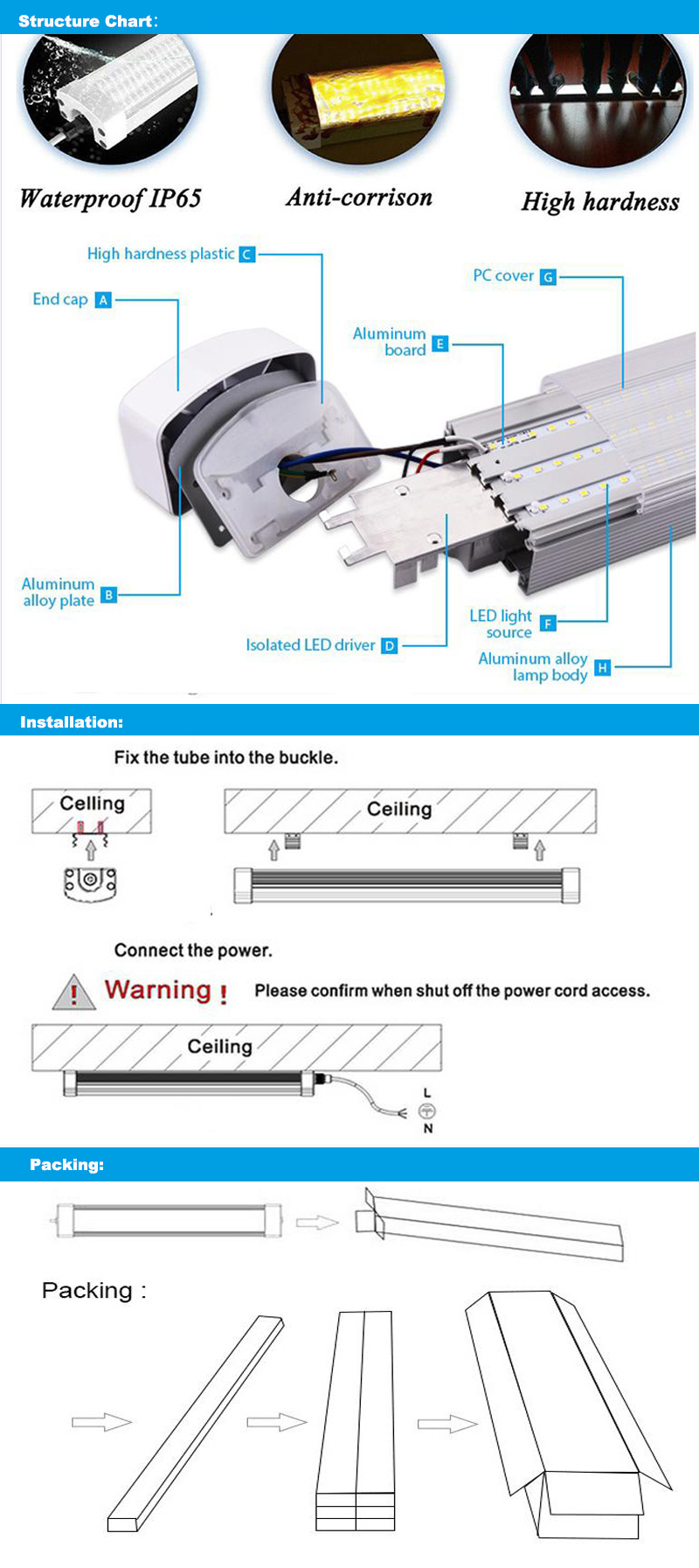 SMD2835/3528/5630 T8/T5 60cm/90cm/1.2m/1.5m/1.8m /30W/40W/50W/60W/120W/100W LED Linear Light