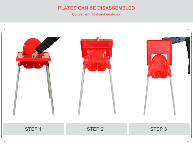 Plastic Baby Dining Training Chair Weith Steel Legs