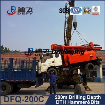 200m Dfq-200c Truck Mounted Rig Machine for Groundwater with DTH Hammer and Bits, Water Well Drilling Rig