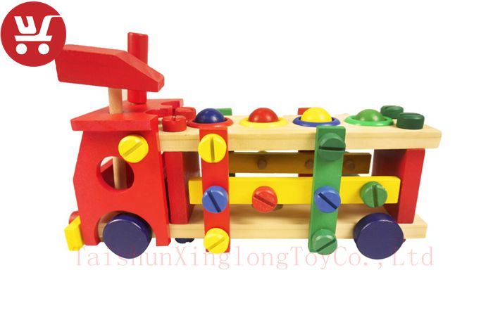 XL10140 DIY Entellectual Trucks Toy Wooden Children Toys Colour Building Block