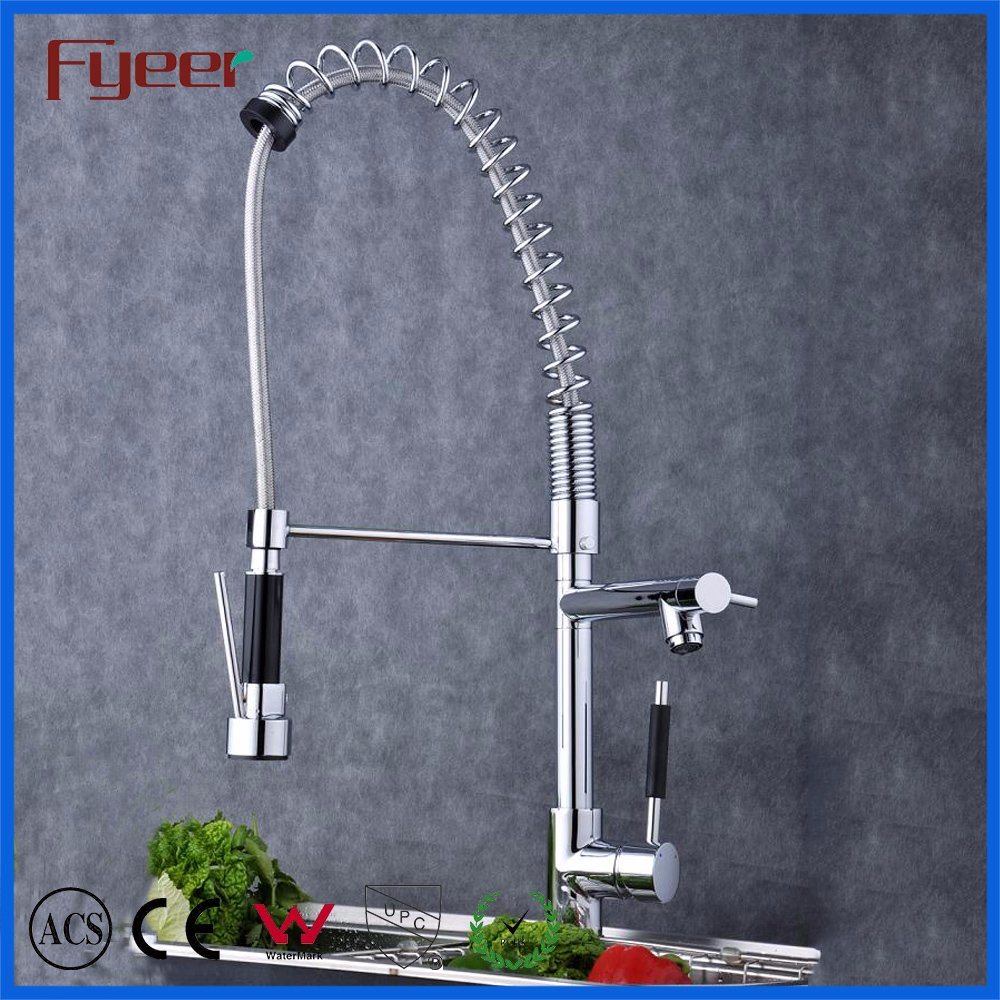 Spring Loaded Kitchen Sink Mixer Tap Faucets 3 Way Long Neck Single Handle Pull Down Kitchen Faucet